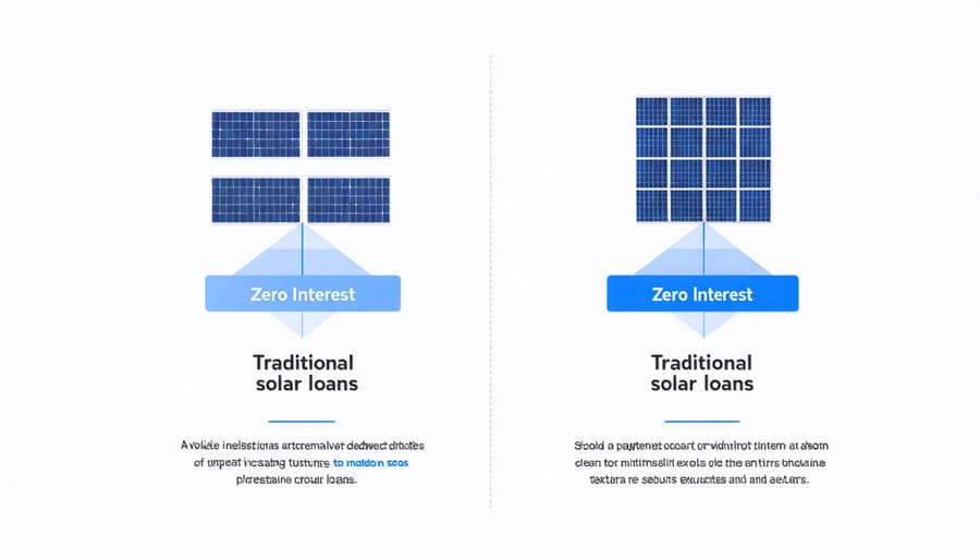 Graph comparing monthly payments between zero interest and traditional solar loan options
