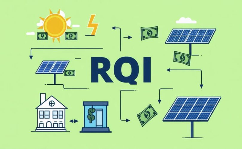 Infographic illustrating the key components of calculating solar panel return on investment, highlighting costs, energy production, local electricity rates, and financial incentives.