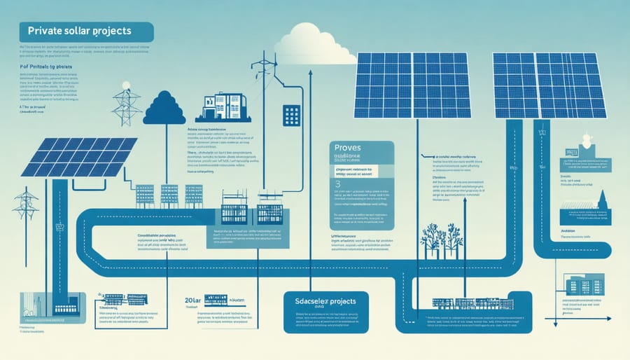 Diagram illustrating partnership structure between government, private companies, and community stakeholders in solar development