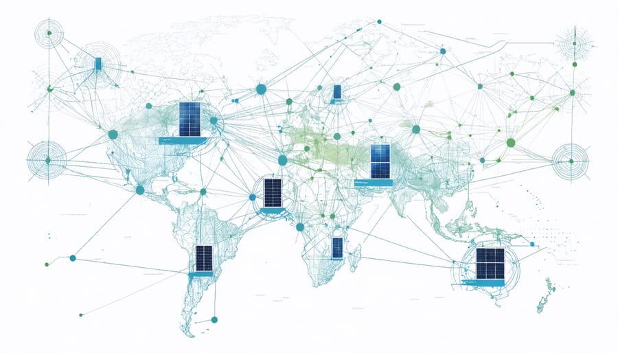 Interactive map showing cross-regional solar power distribution and trading networks
