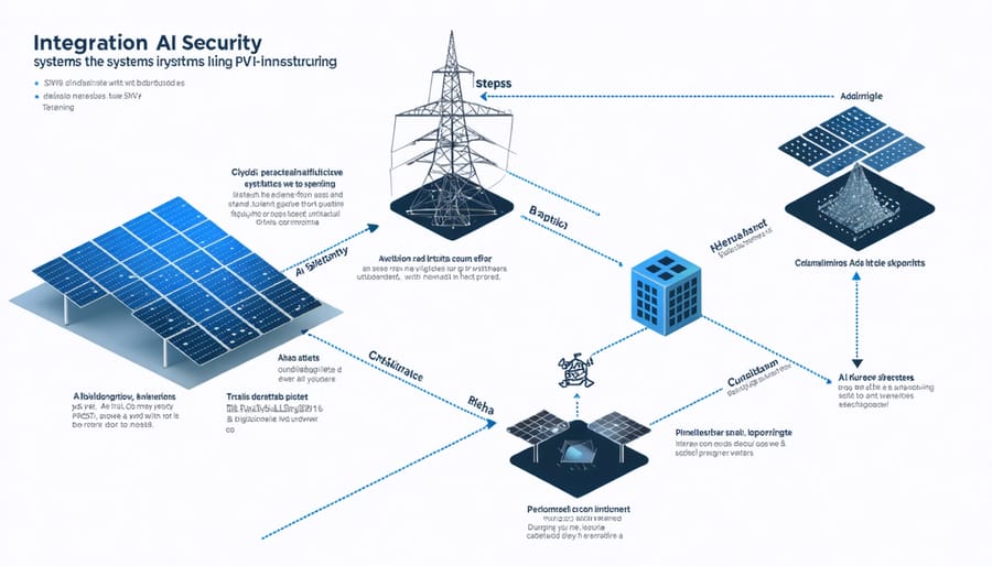 Implementation framework diagram for AI security integration in solar PV systems
