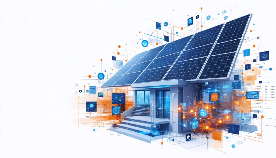 Exploded view diagram of AR diagnostic system components and their connection to solar monitoring equipment