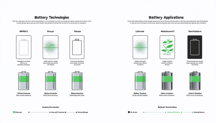 Comparison chart of lithium-ion, lead-acid, and flow battery technologies for solar storage