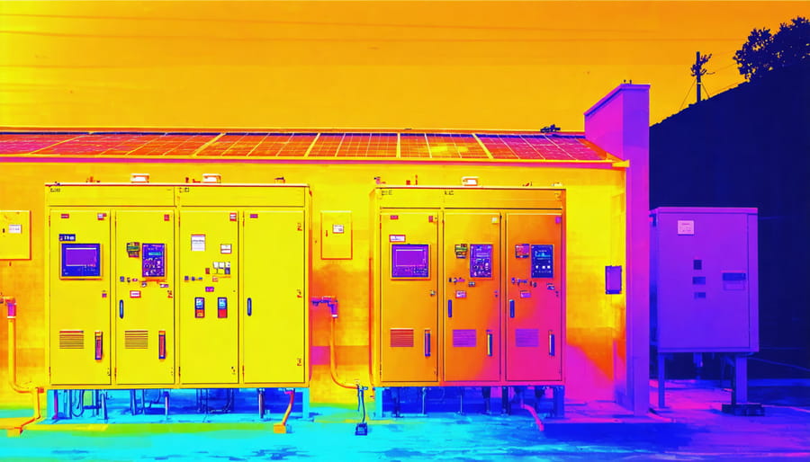 Heat map showing temperature distribution across a solar battery storage unit