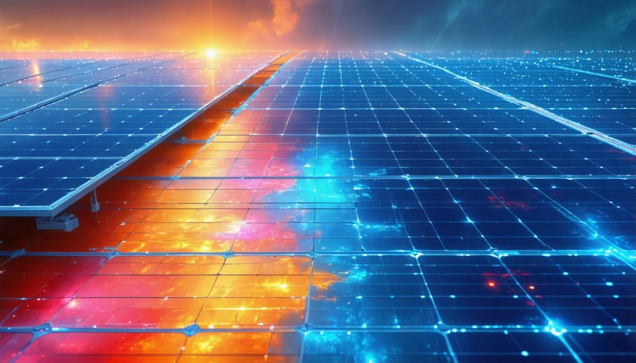 Conceptual illustration of AI-managed solar grid infrastructure