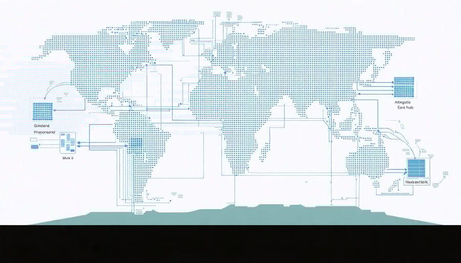 Infographic map highlighting global solar innovation hub network connections