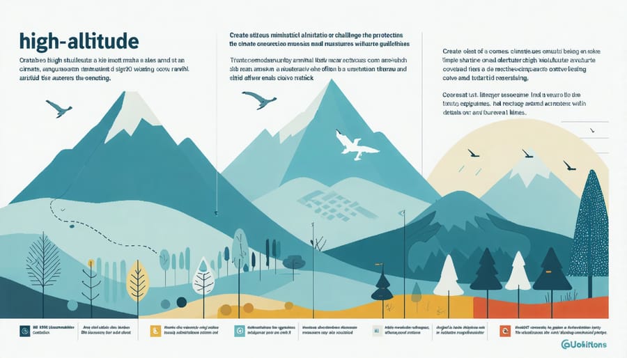 Diagram illustrating various weather protection features for high-altitude solar installations