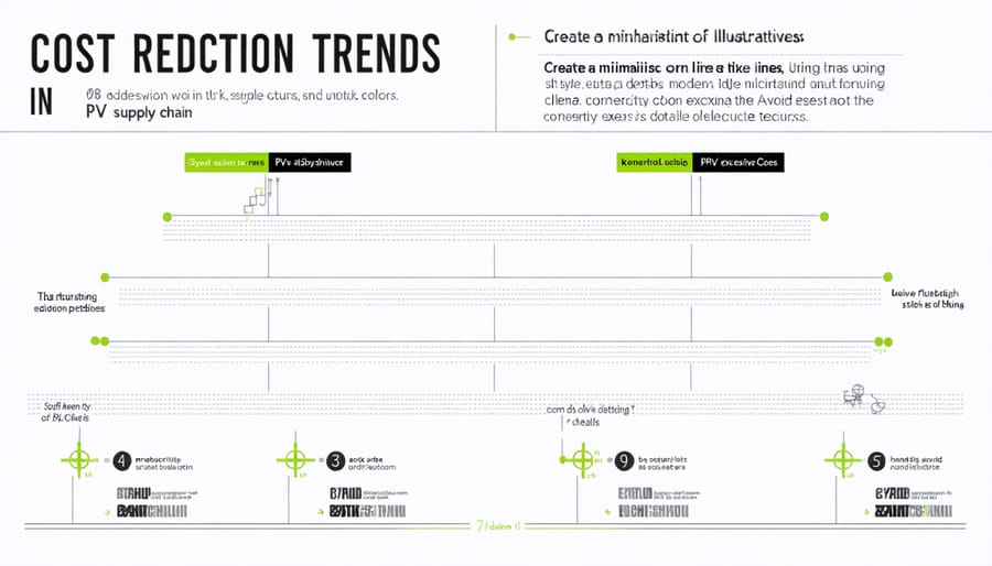 Graph displaying declining costs across various supply chain components over time