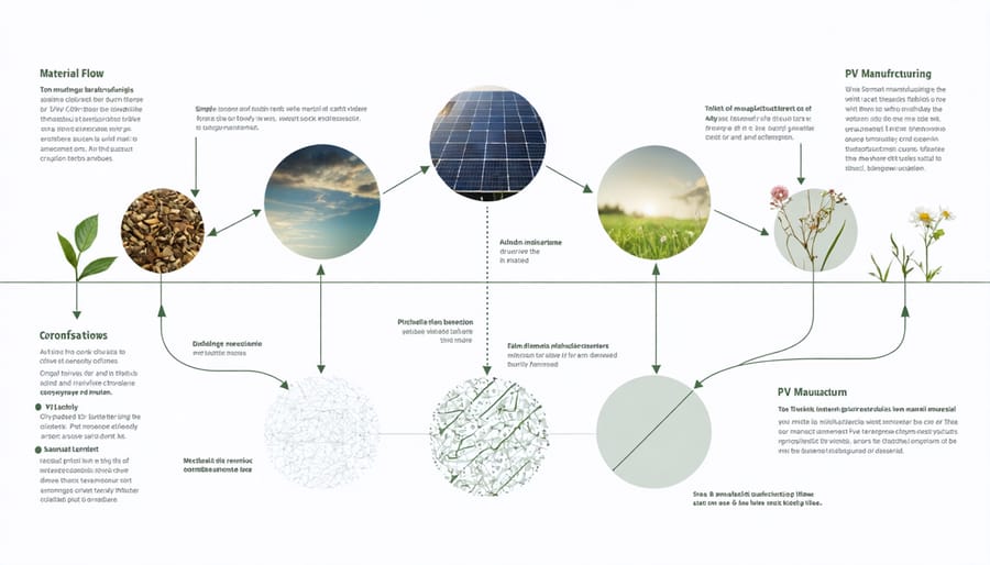 Diagram illustrating the recycling and resource recovery process in solar panel production