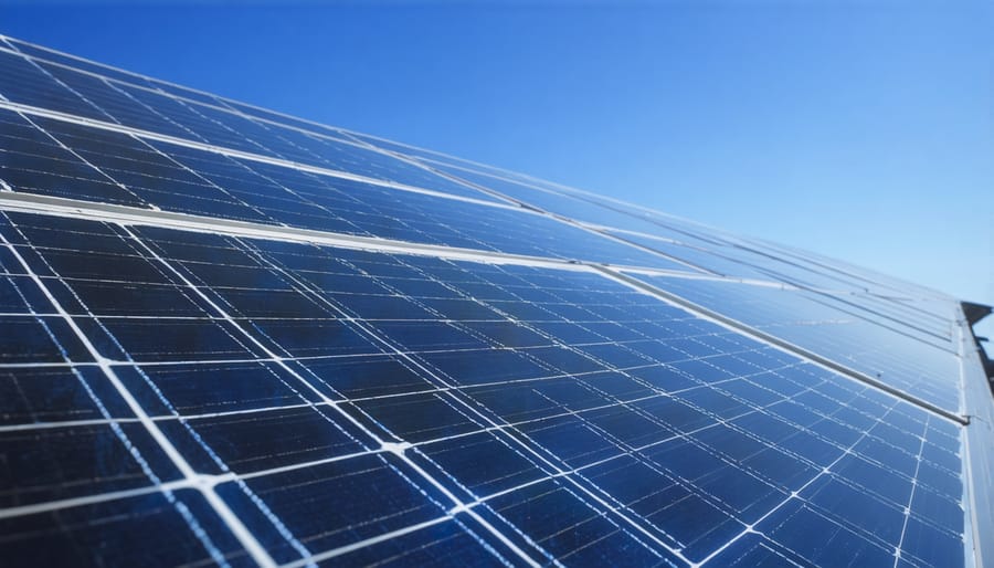 Multi-line graph showing solar PV output, efficiency, and irradiance over time created with R ggplot2