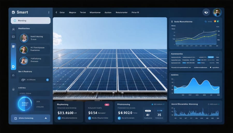 Interactive dashboard displaying solar panel performance data with AI-driven insights