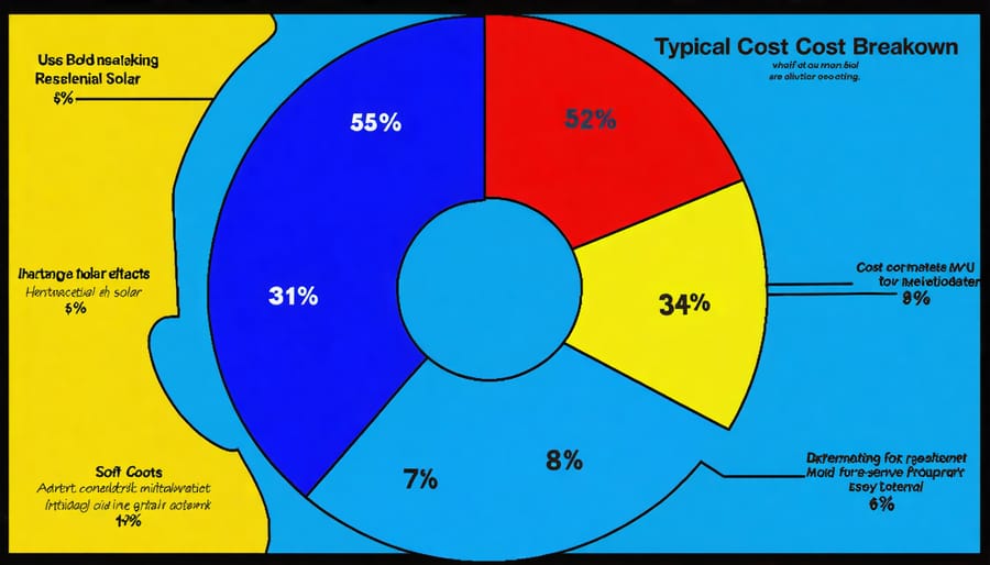 Pie chart illustrating distribution of costs in solar PV system installation