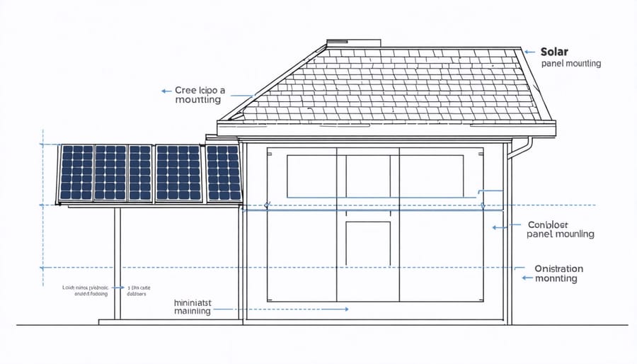 Step-by-step installation diagram comparing solar shingle and panel mounting procedures