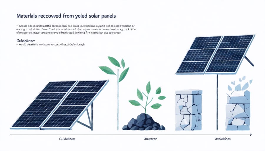 Bar graph displaying percentages of silicon, glass, aluminum and other materials recovered through solar panel recycling