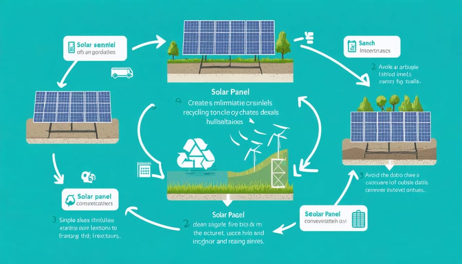 Circular diagram illustrating the financial flow and responsibilities in solar panel recycling