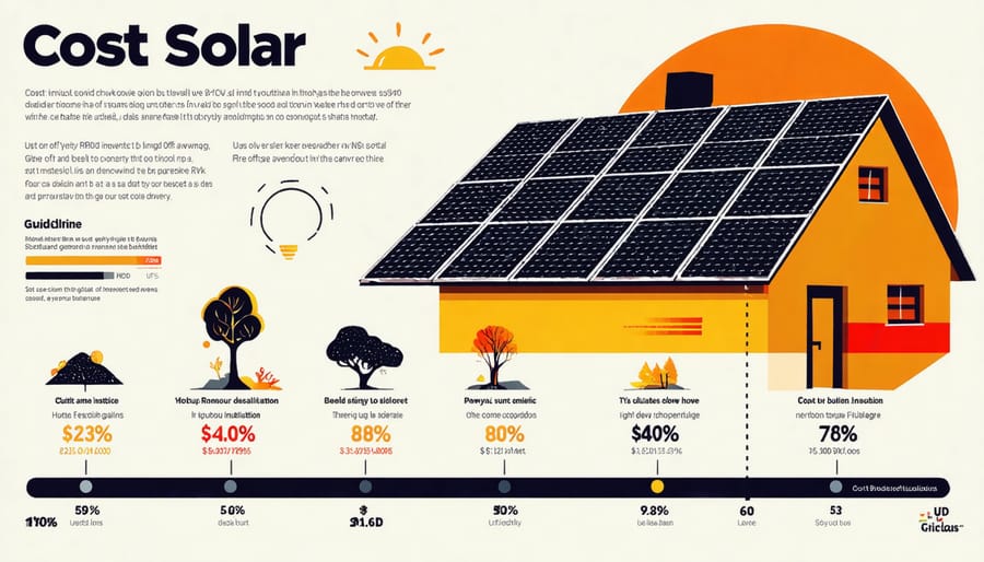 Financial analysis chart showing initial costs versus long-term savings for off-grid solar systems