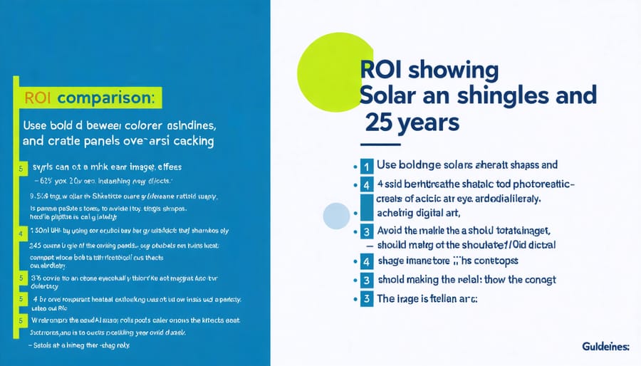 Line graph comparing long-term return on investment for solar shingles versus traditional panels