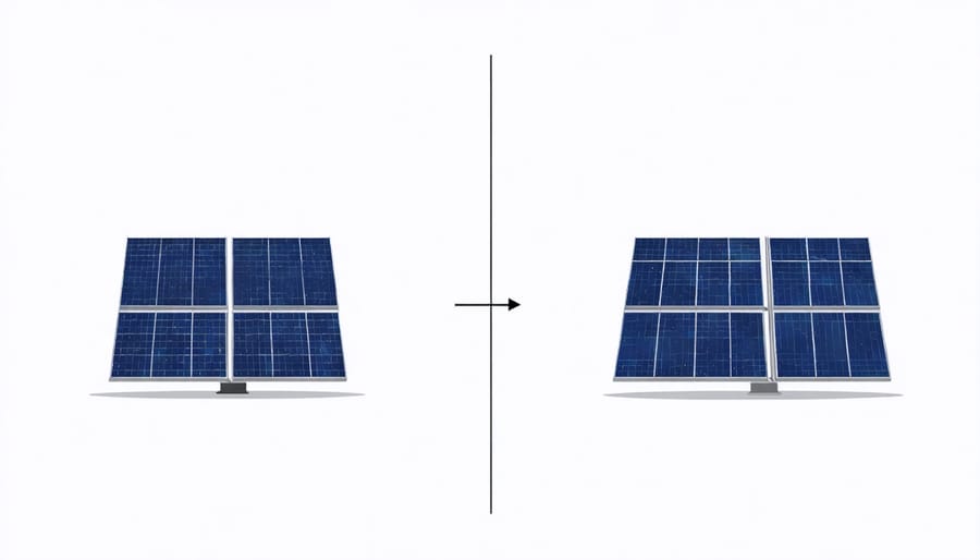 Comparative illustration showing structural differences between conventional and hybrid photovoltaic panels