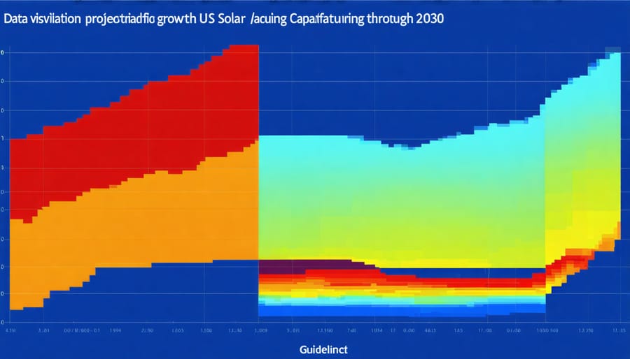 Graph showing upward trend in US solar manufacturing capacity with milestone markers