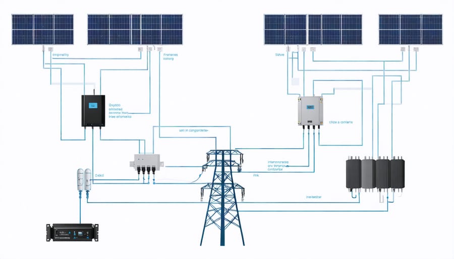 Technical diagram illustrating core components and connections in a zero grid power system