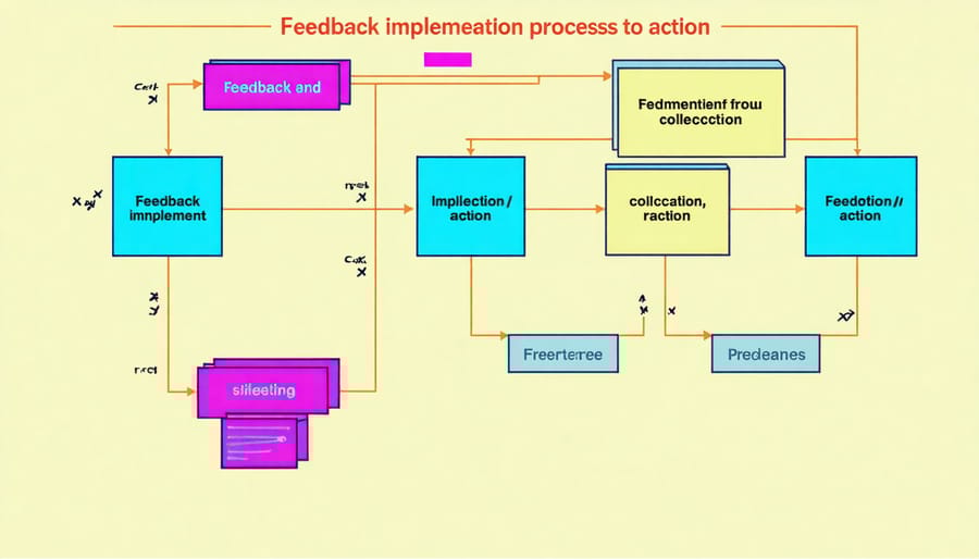 Infographic showing steps of stakeholder feedback analysis and implementation process