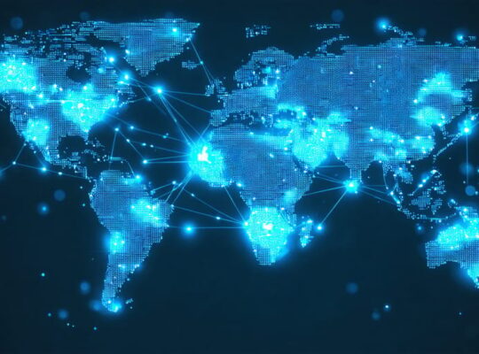Conceptual world map visual illustrating key solar PV manufacturing hubs and interconnected supply chains, highlighting geopolitical and logistical complexities in the solar industry.