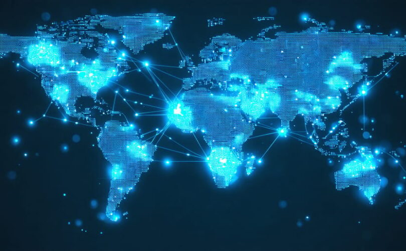 Conceptual world map visual illustrating key solar PV manufacturing hubs and interconnected supply chains, highlighting geopolitical and logistical complexities in the solar industry.