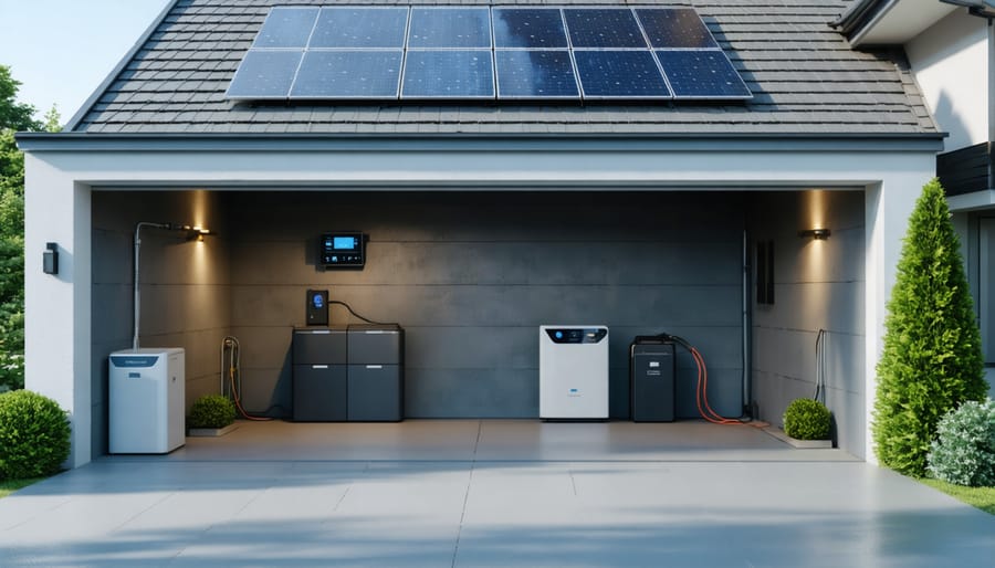 Residential battery storage system installation with monitoring display