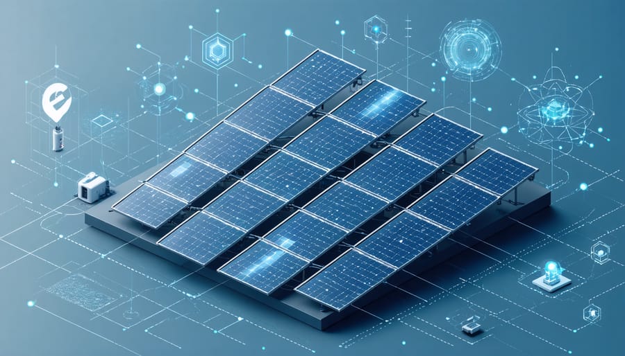 Interactive visualization of IoT sensors collecting data from solar panel array