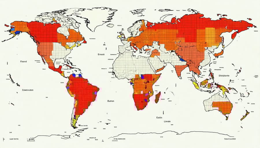 Global map displaying the nine major climate zones according to Köppen-Geiger classification system