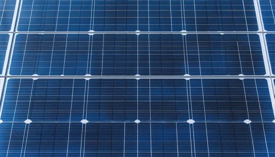 Detailed view of solar panel surface made from recycled glass materials