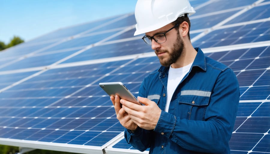 Professional monitoring solar installation performance through mobile device