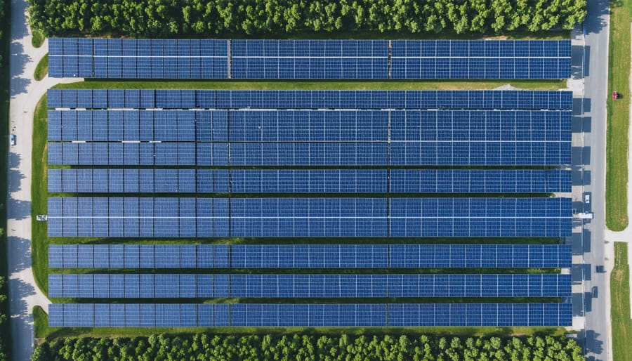 Solar panel array being integrated into existing industrial infrastructure