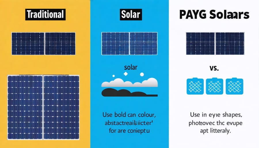 Cost comparison graph between traditional solar installation and pay-as-you-go solar financing