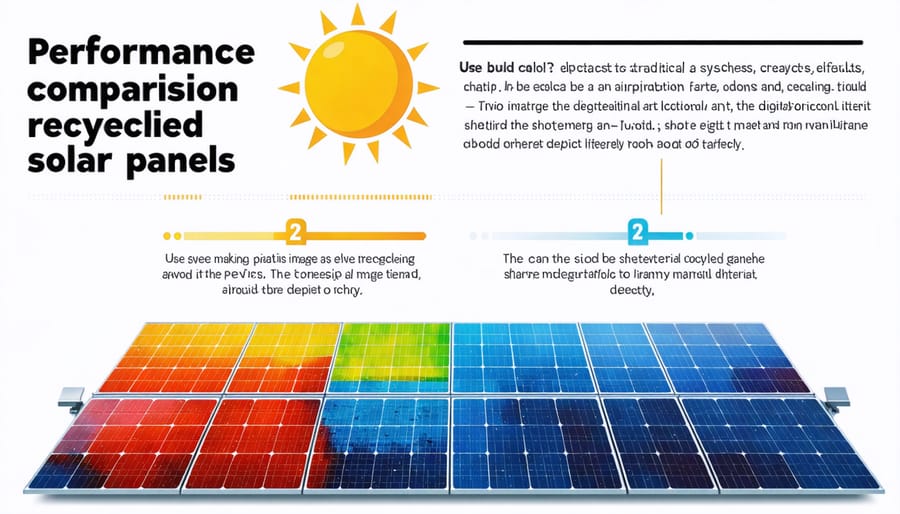 Data visualization comparing efficiency metrics of conventional versus recycled material solar panels