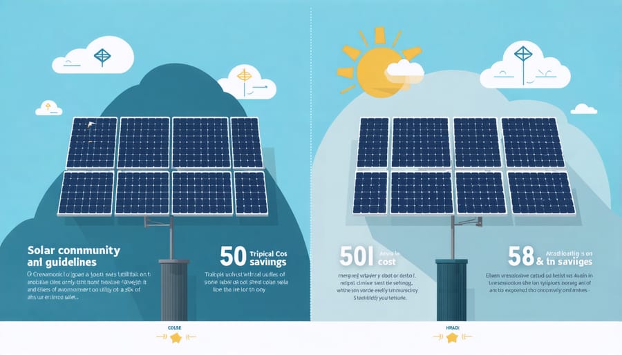 Chart comparing monthly energy costs between traditional utilities and community solar subscription