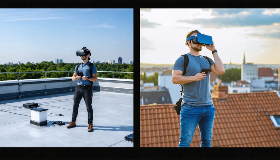 Side-by-side comparison of hands-on solar installation training and virtual reality simulation