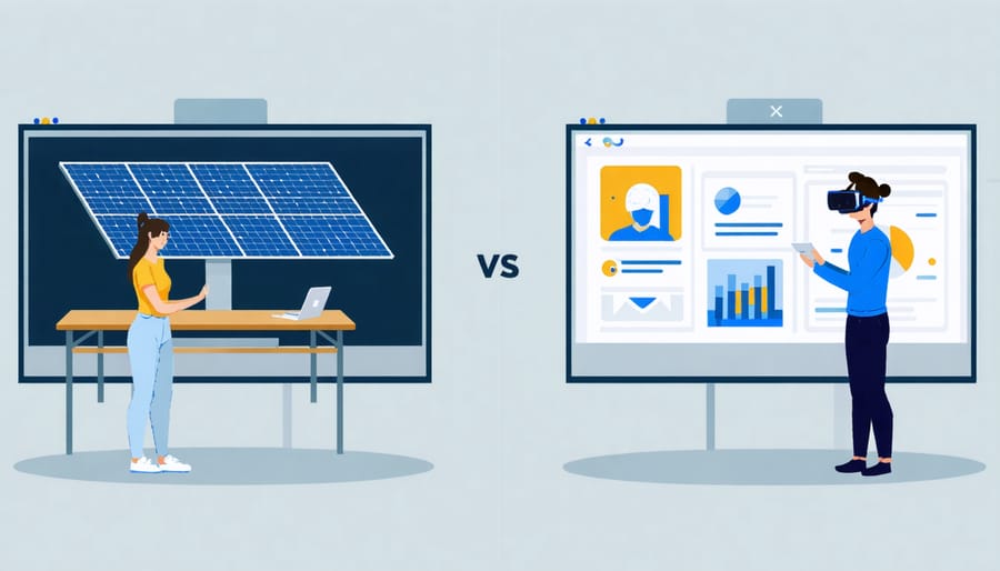 Comparison of traditional solar installation training and modern VR training methods