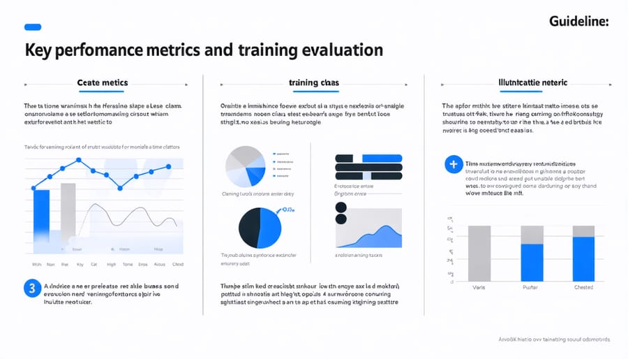 Visual diagram displaying solar installation training metrics including completion rates, safety scores, and quality indicators