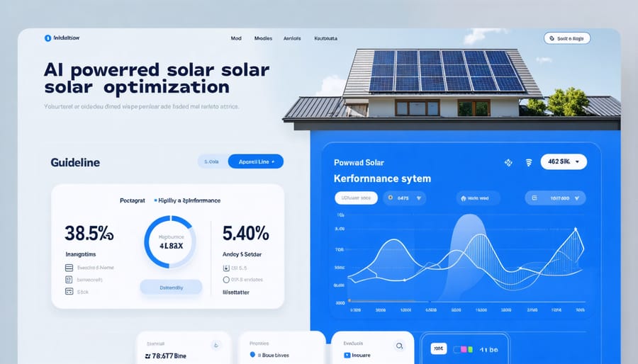 Smart monitoring dashboard displaying solar system performance and AI optimization features