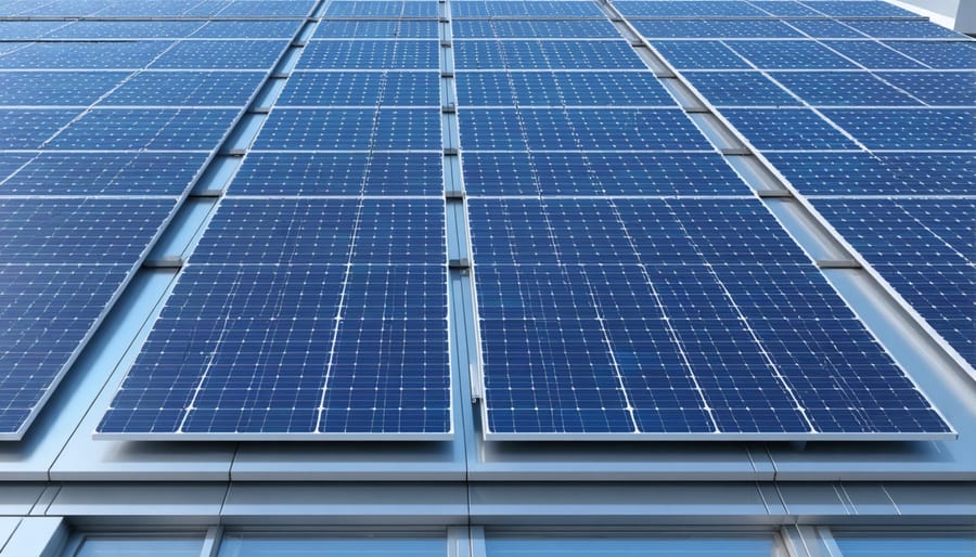 Building-integrated photovoltaics showing aesthetic integration with urban architecture