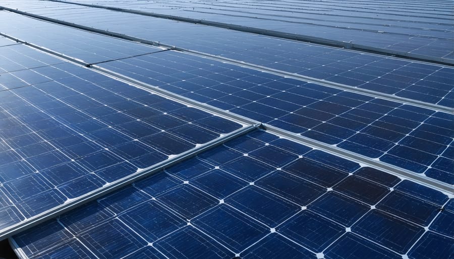 Industrial machinery separating components of end-of-life solar panels