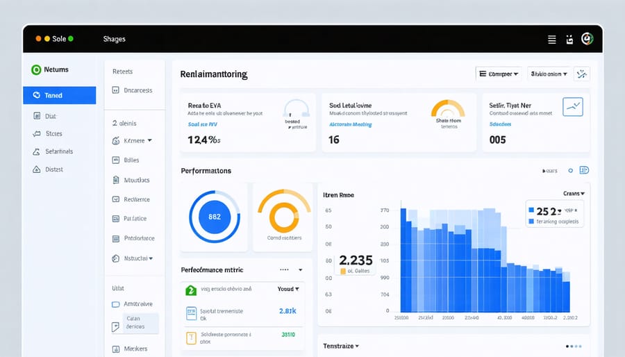 Digital monitoring dashboard displaying various solar PV system parameters including voltage, current, and power output