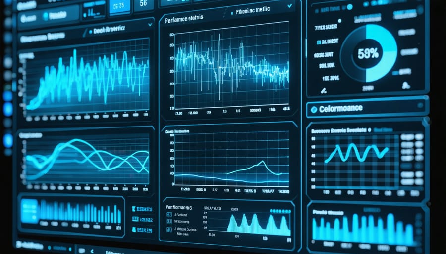Digital display showing real-time solar system performance data and energy storage levels