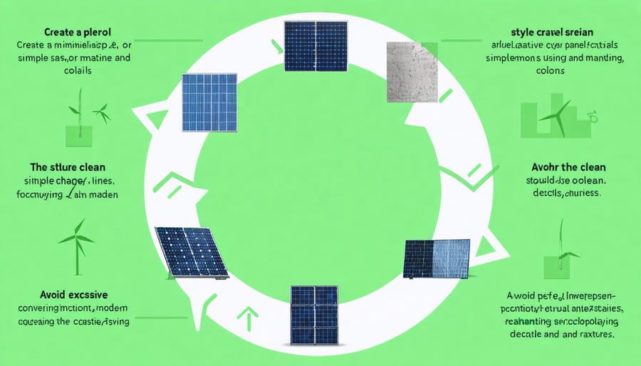 Circular diagram illustrating the lifecycle of solar panel materials from manufacturing through recycling and reuse