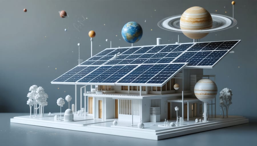 3D printed solar installation model with adjustable panels and mounting brackets