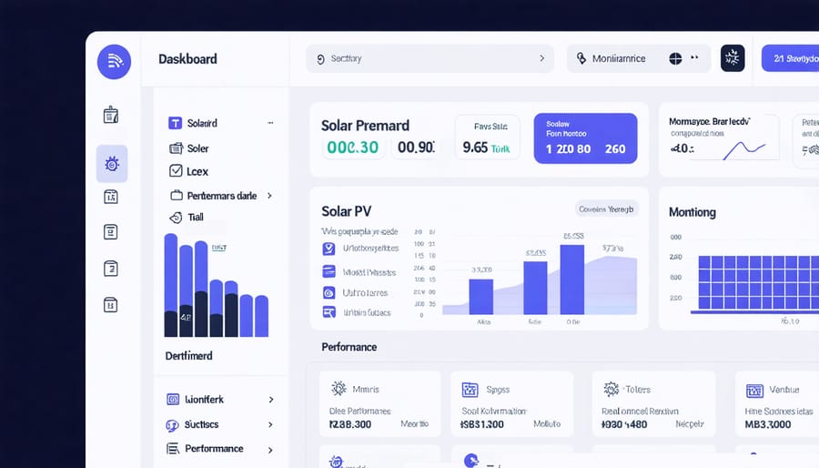 Interactive dashboard displaying solar energy production, system health, and performance analytics