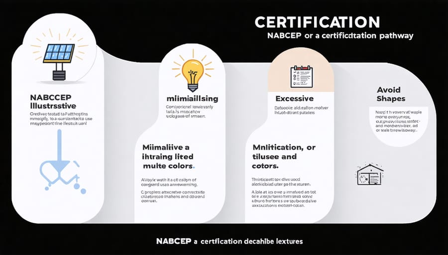 Visual diagram of NABCEP certification requirements and process steps