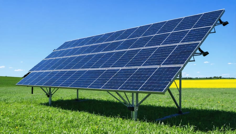 Close-up view of disaster-resistant solar panel with protective components