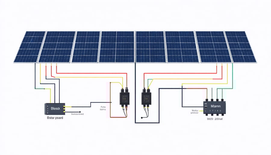 Detailed wiring diagram showing correct series connection methods and safety equipment placement